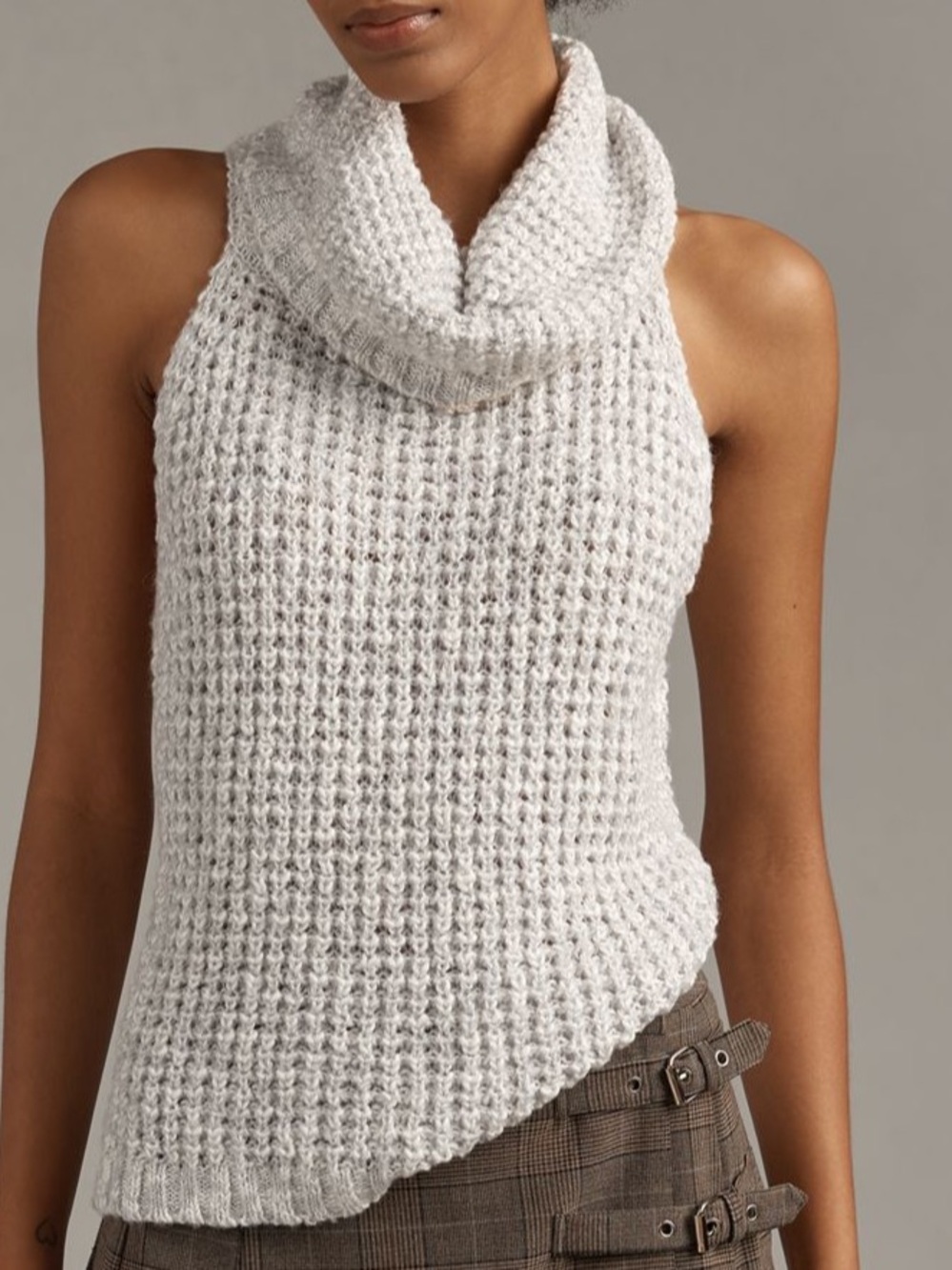 Anthropologie Sleeveless Cowl Neck Sweater - Light Cream